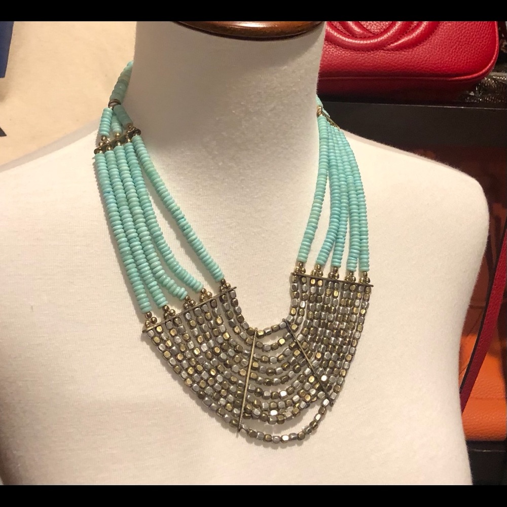 Baublebar silver & turquoise statement necklace